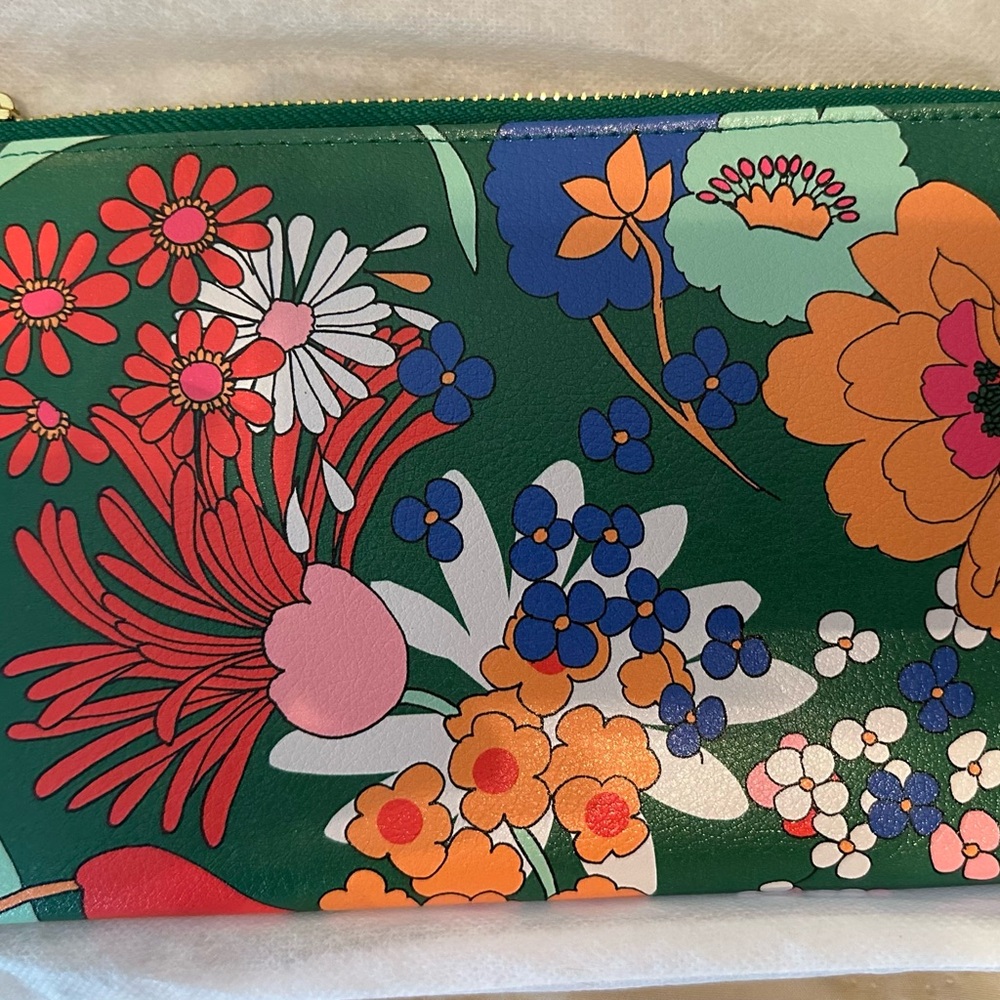 Bandolino Green and Red Floral Clutch